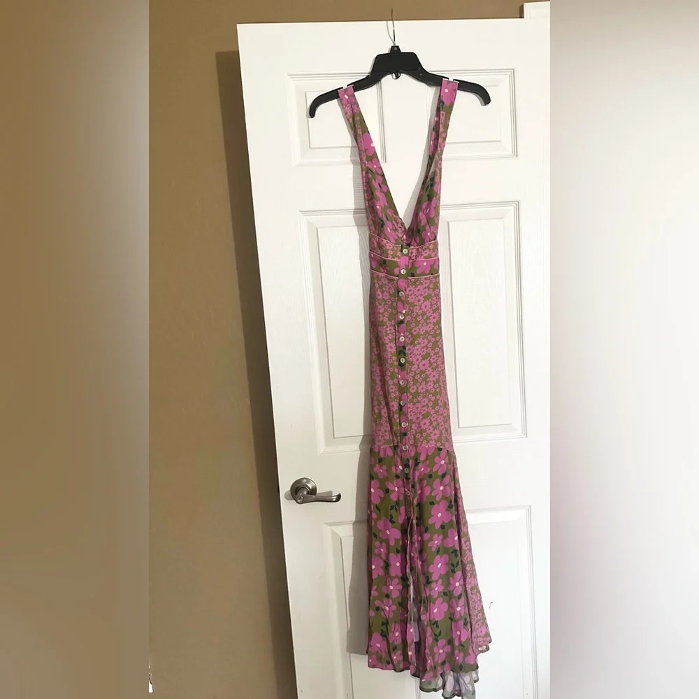 Free People Dewberry Printed Floral Sweetheart Maxi Dress Size Small NWOT